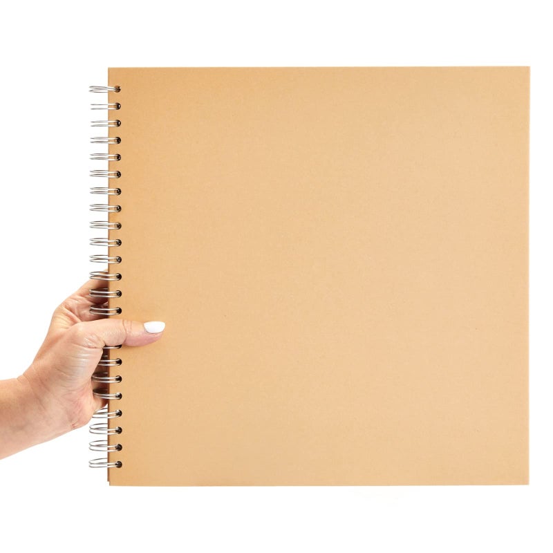 Paper Junkie Spiral Bound Scrapbook Album - 12 x 12 In, Kraft Hardcover, 40 Sheets (80 Pages) - Blank Kraft Paper Pages Lay-Flat for Drawing & Writing - Scrapbook Journal - Image 5